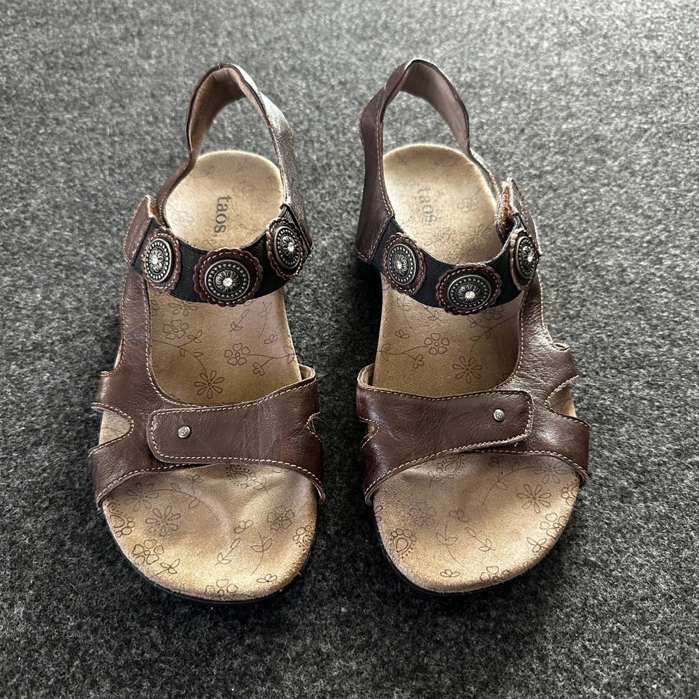 Taos Eden Brown Leather Medallion Strappy Comfort Sandals Womens 8 EDE-12019 - Picture 3 of 7